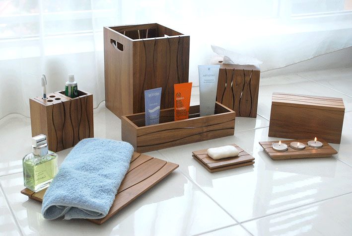 Accesorios de baño de madera